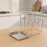 Organisateur de cuisine minimaliste durable de qualité supérieure en acier inoxydable SUS304, porte-couteaux 3-en-1, support pour planche à découper, rangement amovible