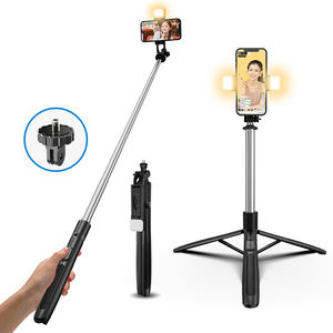 Q05 Trépied perche à selfie multifonction 8-en-1 avec anneau lumineux de 10 pouces et batterie 1800 mAh, avec adaptateurs 1/4 pour caméra d'action <span class=keywords><strong>GoPro</strong></span> et appareil photo numérique - Product Image 2