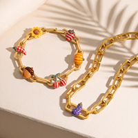 Groothandel RVS Schattige Voedsel Fruit Groente Emaille Uitwisselbare Charm Links voor Paperclip Armband DIY Sieraden Cadeaus