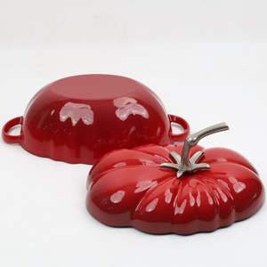 Cocotte en fonte <span class=keywords><strong>rouge</strong></span> - Intérieur émaillé, <span class=keywords><strong>pot</strong></span> à soupe pour braiser, mijoter, cuire le pain et le camping - Product Image 1