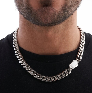 Inspire Jewelry en acier inoxydable Hiphop Punk Band Curb 12mm Cuban Chain Link Collier pour hommes Plaqué <span class=keywords><strong>or</strong></span> Mariage Fête des pères - Product Image 3