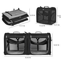 Qbellpet Portable 2-en-1 Pet Carrier pour chiens moyens Grand transporteur de chat pour 2 chats Voyage Double chien caisse ensemble avec Portable
