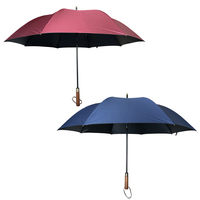 Parapluie de golf personnalisé YS-7071 avec poignée en bois, cadeau publicitaire personnalisé, ouverture automatique, protection contre la pluie et les UV, double usage soleil et pluie