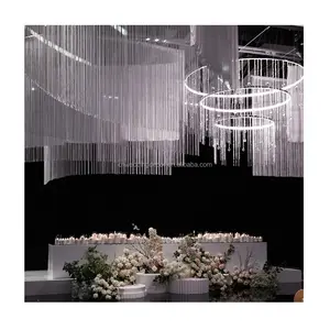 Rideau suspendu en mousseline de soie noir et blanc, décoration pour plafond de mariage