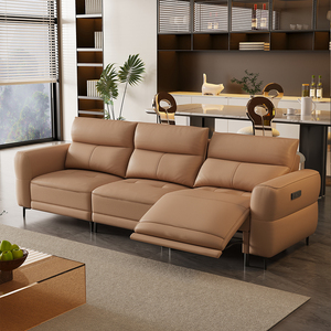 Divano Elettrico Moderno Italiano in Offerta, Set Multifunzionale Reclinabile Estensibile in Pelle e Metallo, Combinazione ad <span class=keywords><strong>Angolo</strong></span> per Ville - Product Image 2