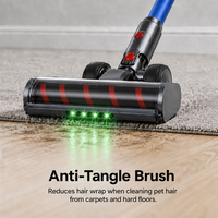 Aspirateur balai sans fil, 400W 30KPA, 50 min d'autonomie, support mural autoportant pour rangement, brosse anti-emmêlement, batterie amovible