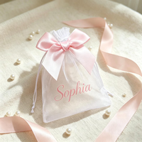 Sacs cadeaux en organza avec cordon de serrage, logo personnalisé, vente en gros, pochettes transparentes en ruban de satin pour cosmétiques, emballage de soins de la peau