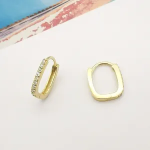Boucles d'oreilles haut de gamme, prix pas cher, bijoux en or 9k véritable, couleur jaune or Zircon 2 pièces 0.83g
