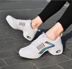 लाल चमकदार नरम जैज़ नृत्य स्नीकर्स कपड़े टेनिस सामाजिक नृत्य जूते लाइन महिलाओं के लिए खेल जूते - Product Image 4