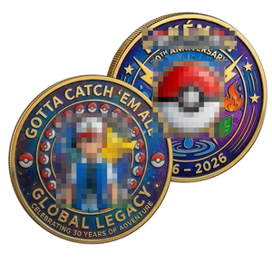 Moneta Commemorativa in Metallo per il 30° Anniversario, Souvenir da Collezione, Protagonista 'Gotta Catch 'Em All' - Product Image 1