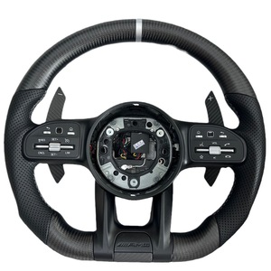 Volante de Fibra de Carbono con Cuero Negro y LED RPM, Mejora Deportiva para Mercedes-Benz <span class=keywords><strong>AMG</strong></span> Clase C/E/S - Product Image 2