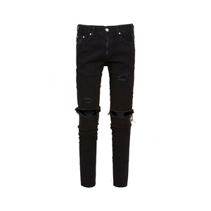 <span class=keywords><strong>Jeans</strong></span> de motard skinny déchirés avec bande adhésive pantalon <span class=keywords><strong>en</strong></span> denim coupe ajustée motos bermudas froissés <span class=keywords><strong>jeans</strong></span> troués au genou <span class=keywords><strong>homme</strong></span> - Product Image 5