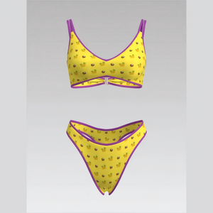 Traje de Baño Elegante y Chic de Dos Piezas con Cuello en V, Tirantes Dobles y Estampado, con Detalle de Nudo Frontal, para Compradores Mayoristas de Ropa de Playa - Product Image 1