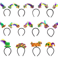Serre-tête Mardi Gras avec tissu pailleté et plastique pour défilé de fanfare de Samba, plumes décoratives pour le carnaval brésilien