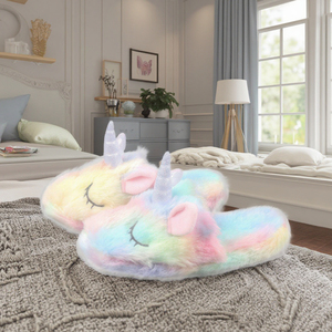 Nhà máy sang trọng tùy chỉnh động vật cầu vồng Unicorn dép với PP bông Điền - Product Image 2