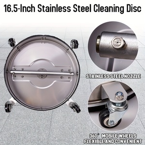 Accessoires <span class=keywords><strong>de</strong></span> nettoyage <span class=keywords><strong>de</strong></span> plaques rondes en acier inoxydable 16.5 pouces 4000 psi avec 4 roues et 2 tiges d'extension - Product Image 3