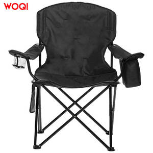 Silla plegable ligera para acampar al aire libre Woqi, silla de playa con portavasos y bolsillos de almacenamiento, color negro - Product Image 1