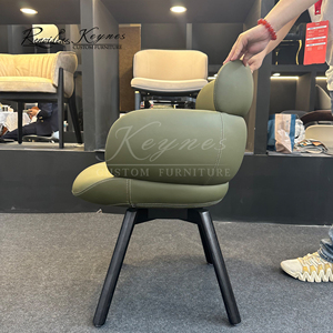 Chaise de salle à manger rembourrée Keynes en cuir PU noir avec pieds en bois, fauteuil de loisirs, vente en gros pour usage commercial et résidentiel - Product Image 4