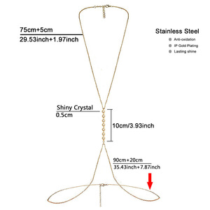 Chaîne de corps en acier inoxydable plaqué or, 1 pièce, simple et romantique, vente en gros, accessoire pour le ventre - Product Image 4