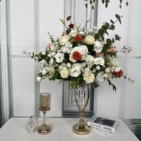 Bouquet de fleurs artificielles en soie orange vif de 50 cm, 60 cm, 70 cm, 80 cm pour centre de table de mariage