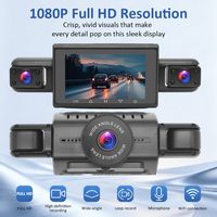 Caméra de tableau de bord WIFI 4 canaux avec écran de 3 pouces, assistance à la conduite, mode de stationnement 24 heures, vision nocturne à 360 degrés, 4 objectifs, caméra DVR pour voiture