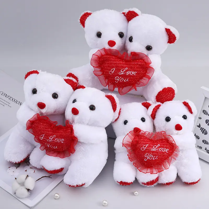 wholesale personalised soft san valentines stuffed animals white teddy bear