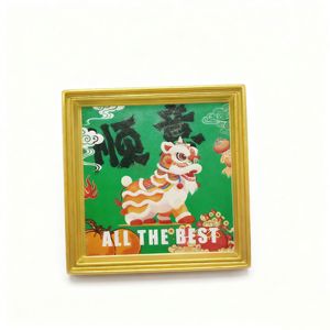 사진 프레임이있는 중국 스타일 사자 댄스 수지 냉장고 자석, 가정 장식을 위한 문화 기념품 냉장고 스티커 - Product Image 3