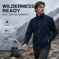 Veste thermique en polaire à col montant épais avec logo brodé personnalisé, pour homme, femme, unisexe, hiver, chaude, fermeture éclair, veste en polaire pour homme