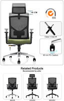 Chaise de bureau ergonomique moderne grande taille pour ordinateur, chaise de direction respirante en maille avec support lombaire réglable et dossier haut pour le bureau à domicile