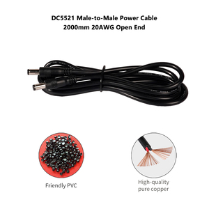 Câble électrique 2M 20AWG DC5521 mâle-mâle, cordon de lampe adapté aux boîtes lumineuses publicitaires LED et aux caractères lumineux - Product Image 2