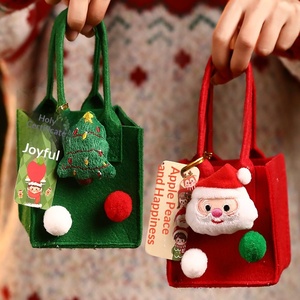 Sac cadeau de Noël en tissu non tissé, sac à main décoratif, petite boîte cadeau pour la veille de Noël, emballage de fruits, fabriqué en Chine, touche rouge - Product Image 4
