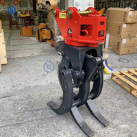 360 Degree Rotation Hydraulic Log Timber Forestry Wood Cutter Rotating Grapple Suit for 6-9ton 5 Ton Excavator Saw Tree Shear