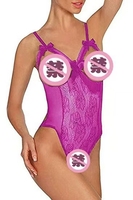 Hot Sexy Saint Valentin Lingerie dos nu sans manches érotique dentelle maille pure jarretière femmes sexe ensembles