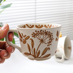 <span class=keywords><strong>Taza</strong></span> de Cerámica <span class=keywords><strong>Pintada</strong></span> <span class=keywords><strong>a</strong></span> <span class=keywords><strong>Mano</strong></span> - <span class=keywords><strong>Taza</strong></span> Minimalista con Textura para Café y Leche, Estilo Japonés Wabi-Sabi para el Hogar y la Oficina - Product Image 3