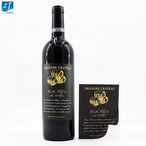 Printing Red Wine Bottle Logo Stickers Beer Waterproof Hot Stamping Gold Foil White Wine Sticker Custom Private Label Wine