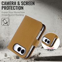 Étui de téléphone antichoc en cuir véritable avec fente pour cartes et chargement magnétique, personnalisé directement par l'usine OEM/ODM pour Apple 18 Fold