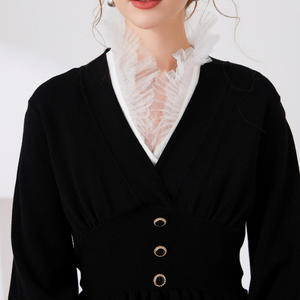 <span class=keywords><strong>Cuello</strong></span> <span class=keywords><strong>Falso</strong></span> Desmontable de Organza Transparente con Volantes y Adorno de Hojas, Estilo Moderno con <span class=keywords><strong>Cuello</strong></span> en V para Atuendos Femeninos - Product Image 5