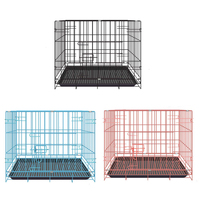 Cage pliable en métal colorée pour animaux de compagnie, avec porte d'entrée unique, loquet de sécurité, plateau inférieur amovible, pliage rapide, pour petits chiens à domicile