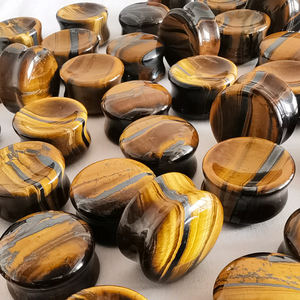 [فع] جديد مقعر + سدادات أذن محدبة مجوهرات ثقب الجسم مزدوجة النمور الصفراء حجر العين عالية الجودة المبيعات الساخنة - Product Image 1