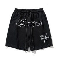 Shorts amples unis brodés tendance 300 g/m² unisexe, style hip-hop décontracté streetwear, en tissu peigné respirant et à séchage rapide pour l'été