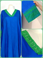 Abaya raffinée bleu-vert avec broderie contrastante, col en V, coupe ample, pour femmes musulmanes, style ethnique, robe longue de mariage pour l'Aïd
