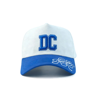 Vente en gros de 5 panneaux brodés sur mesure pince à chapeau en métal de luxe en coton deux tons ODM OEM pour événements professionnels casquette de baseball en daim satiné
