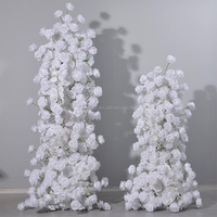 Arche florale artificielle en rose et hortensia, demi-arche blanche avec gypsophile, toile de fond portable pour mariage, arche de fleurs de luxe pour demande en mariage, collection automne