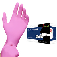 Gants d'examen en nitrile rose, résistance chimique, salon de beauté, fournitures pour les ongles, gants en nitrile sans poudre, jetables