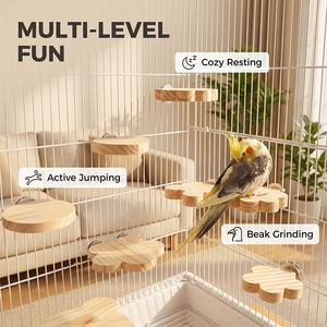 Wooden Bird Perch Round Solid Wood <b>Platform</b> Durable Indoor Climbing <b>Steps</b> For Parrot Cage Accessories - Product Image 3