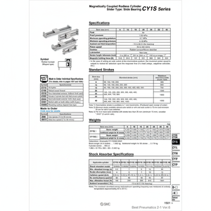 Cilindro sin vástago SMC Pneumatics, piezas neumáticas - Product Image 1