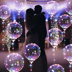 स्पष्ट नेतृत्व वाले गुब्बारे में लाठी पारदर्शी राउंड बुलबुला के साथ बोबो बैलों की पार्टी शादी की सजावट