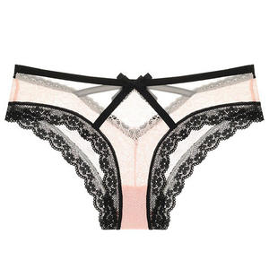 Tanga de Encaje Francés Ultrafino y Sexy para Mujer, de Tiro Bajo, Transpirable, 100% Algodón, Antibacteriana, Sin Costuras, Levanta Glúteos - Product Image 1