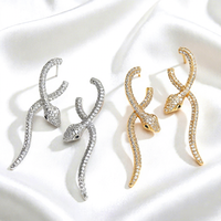 Nouvelles Boucles d'Oreilles Pendantes Recommandées 2026 en Alliage de Cuivre Plaqué Or 18K avec Zircon, Design Animal Tendance, Idéales pour Cadeau de Mariage Femme