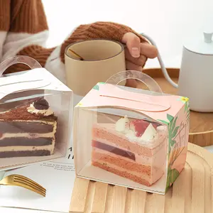 Tragbares Fenster Transparente dreieckige Kuchen boxen Verpackungs box für Gebäck kuchen Papier box Dreieck